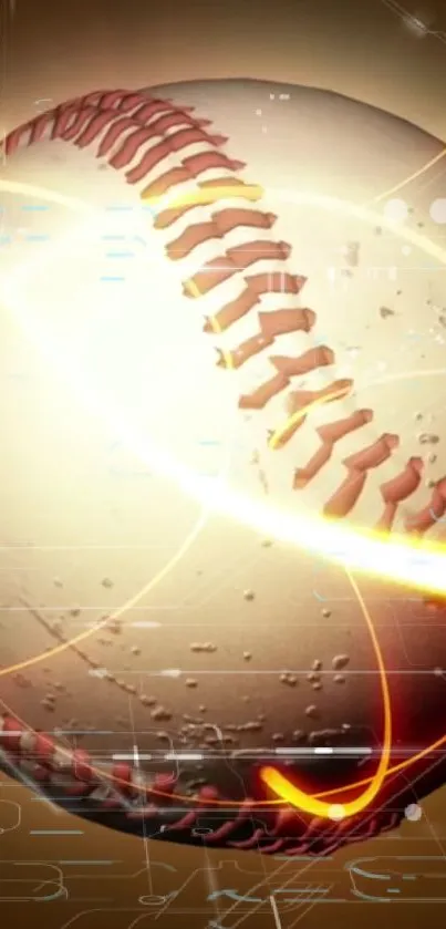 Vibrant baseball with glowing digital effects wallpaper.