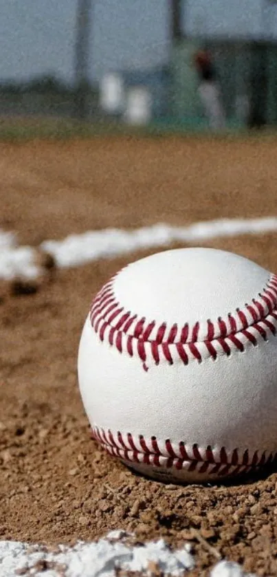 Close-up of a baseball on a sunlit field.