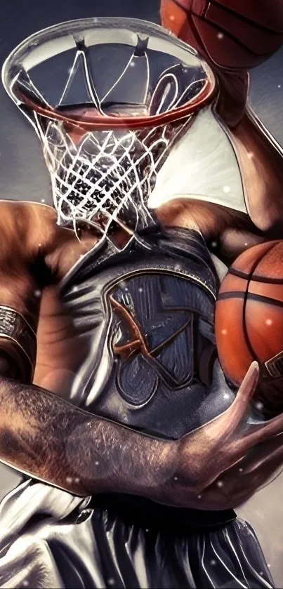 Basketball-themed mobile wallpaper showing creative dynamic art.