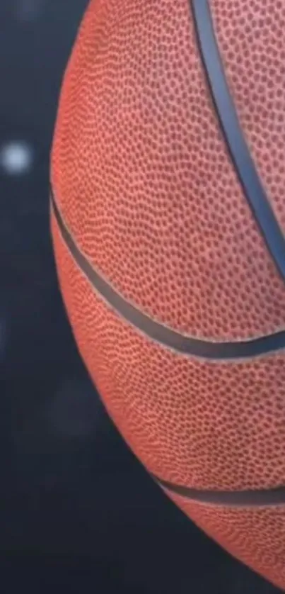 Closeup of a basketball on a dynamic background.