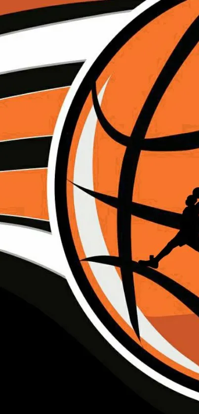 Vibrant basketball wallpaper with dynamic silhouette design for sports lovers.