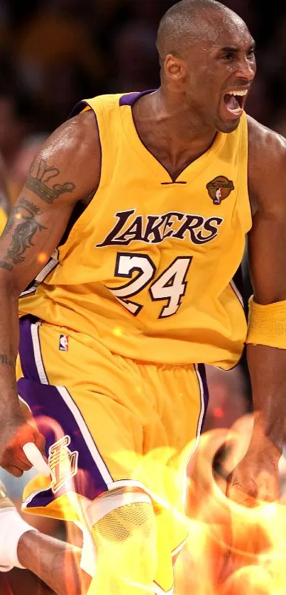 Basketball player exudes energy in vibrant yellow jersey on the court.