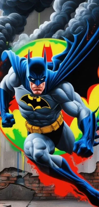 Graffiti-style Batman artwork with vibrant colors.