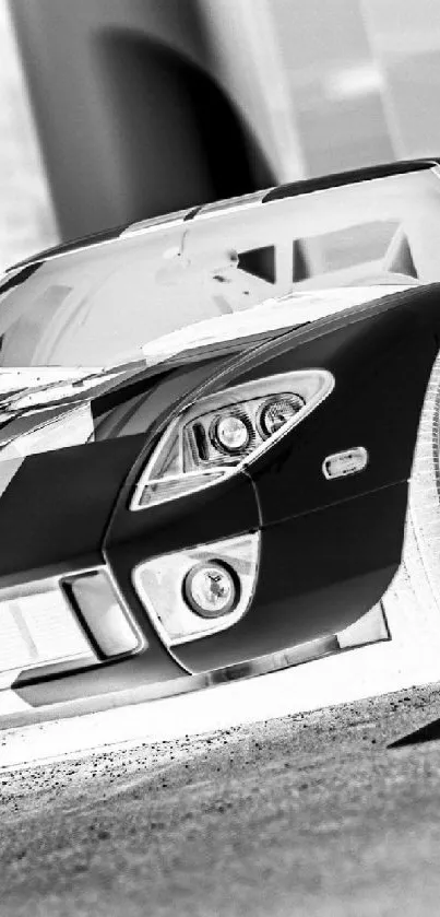 Black and white sports car wallpaper with sleek design.