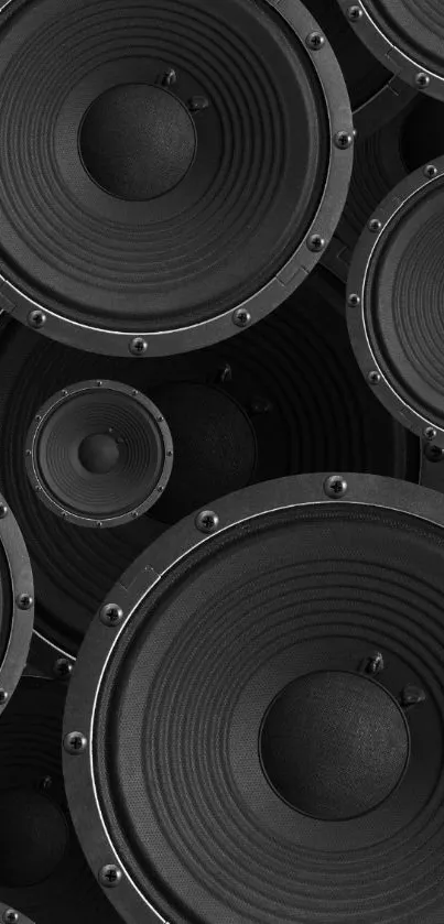 Dynamic black speaker pattern wallpaper for mobile devices.