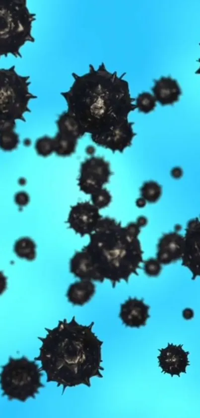 Black spiked spheres on cyan background wallpaper.