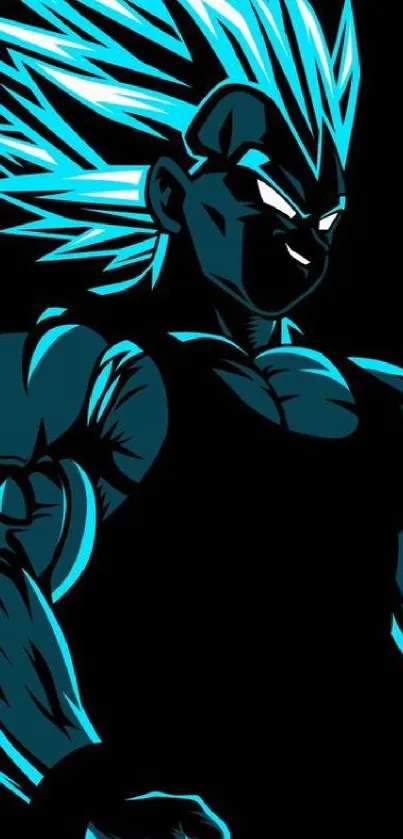 Anime character with blue highlights on black background.