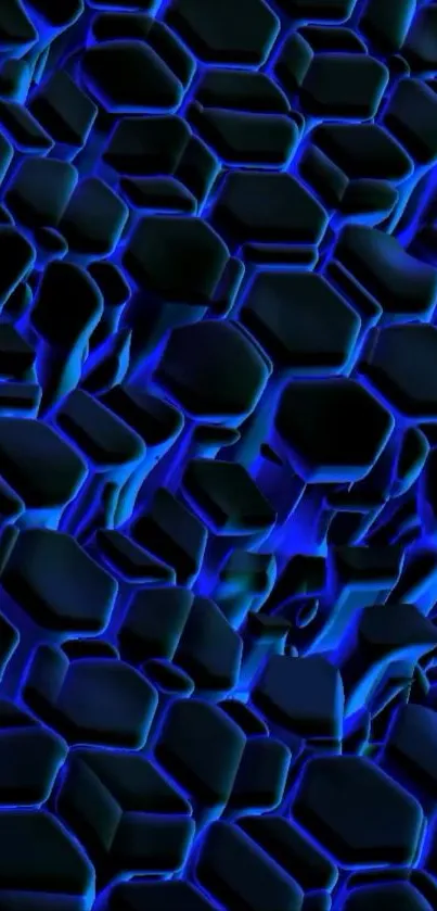 Dynamic blue hexagon pattern wallpaper with futuristic look.