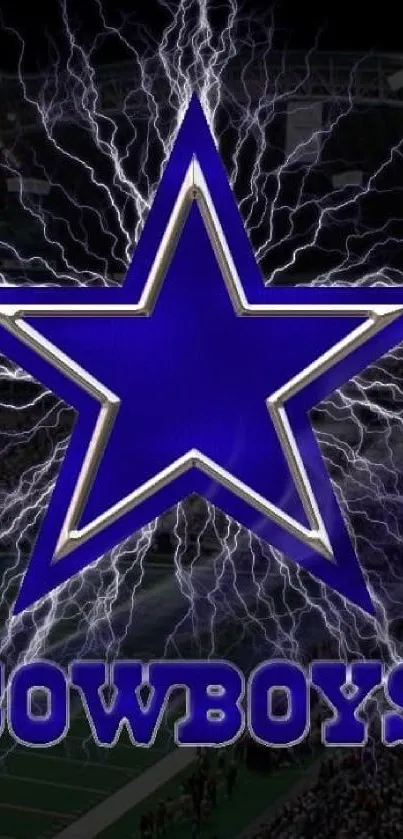 Dynamic blue star with electrifying background wallpaper.