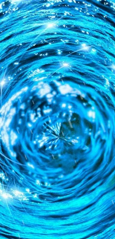 Dynamic blue vortex wallpaper with bright swirls