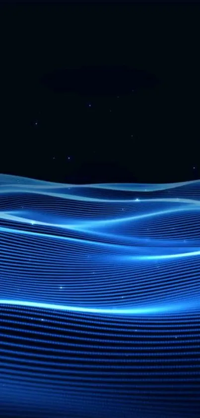 Abstract blue wave pattern with neon lights