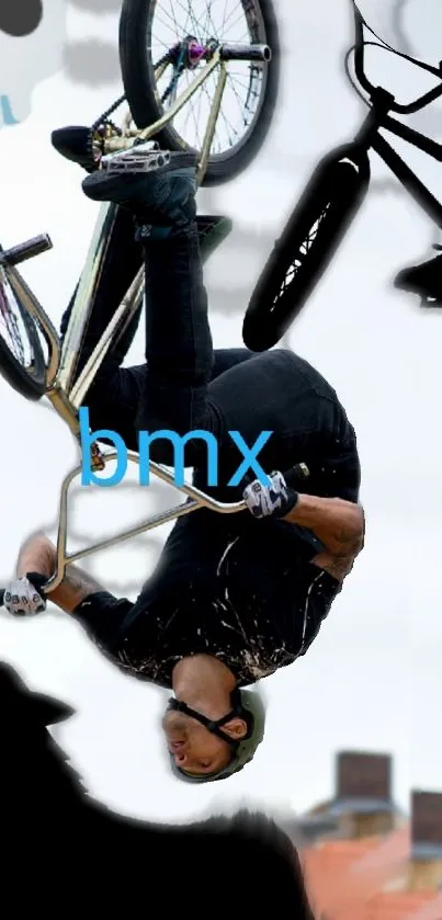 BMX rider performing mid-air trick in dynamic mobile wallpaper.