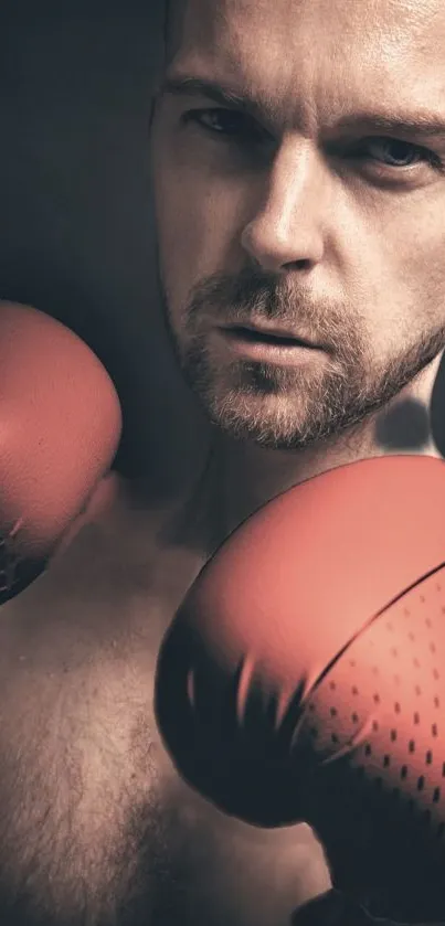 Boxing glove wallpaper with intense red hues.