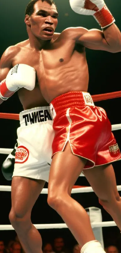 Two boxers battling fiercely in the ring, showcasing intense competition.