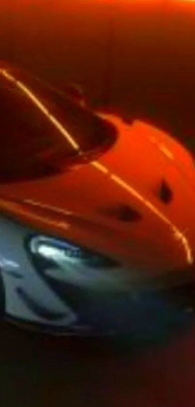 Sleek sports car with orange lighting