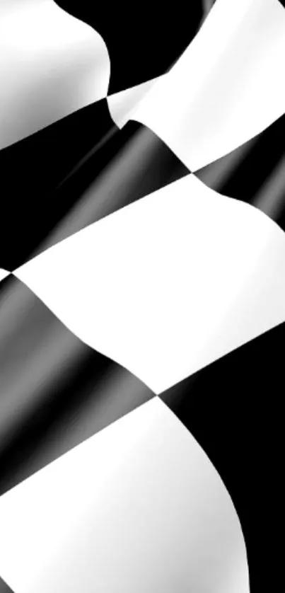 Mobile wallpaper featuring a sleek, black and white checkered racing flag design.