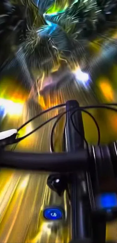Dynamic cycling adventure with vibrant colors on a mobile phone wallpaper.