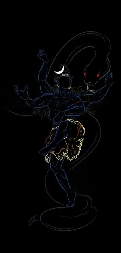 Dark artistic depiction of Lord Shiva with serpent, perfect for wallpaper.