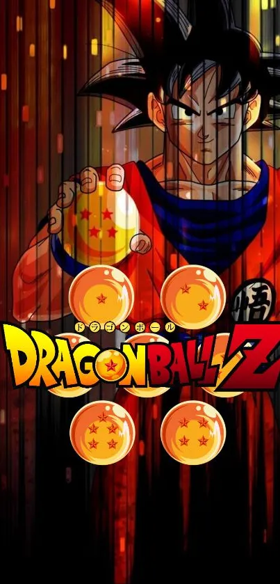 Vibrant Dragon Ball Z wallpaper featuring iconic anime character Goku.