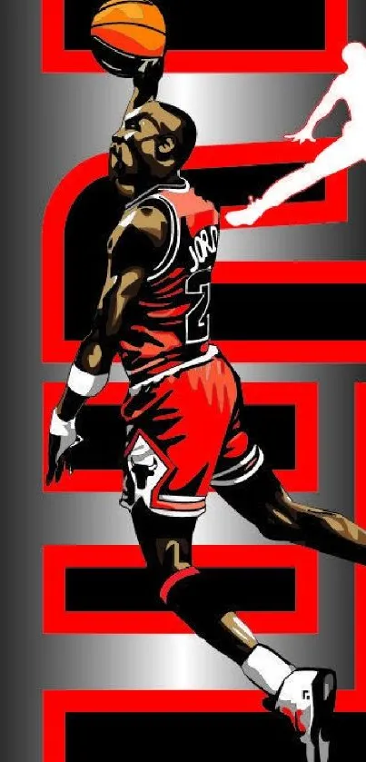 Basketball player dunking in vibrant design wallpaper.