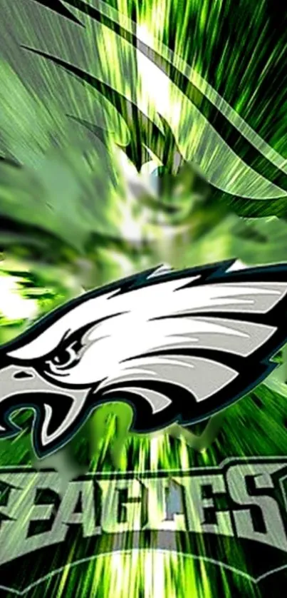 Vibrant eagle logo on green dynamic background