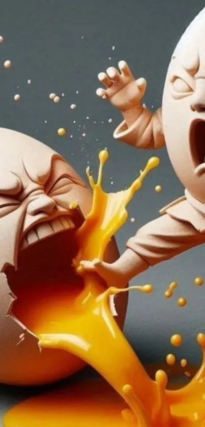 Creative egg battle illustration with vibrant colors.