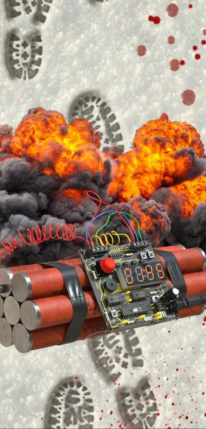 Explosive themed mobile wallpaper with vibrant colors.