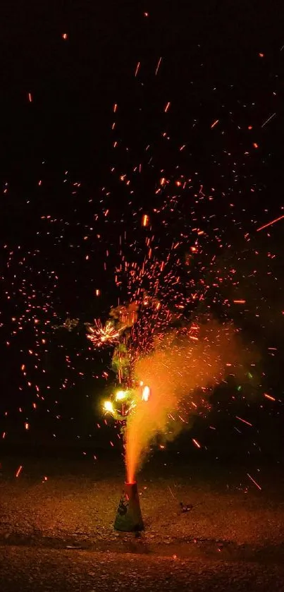 Vibrant fireworks explosion in the night sky, perfect for mobile wallpaper.