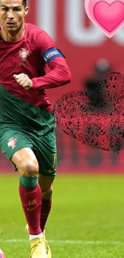 Dynamic football action wallpaper with red dominant color.