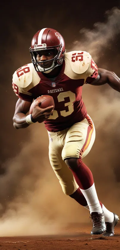 Football player in action, intense and dynamic wallpaper.