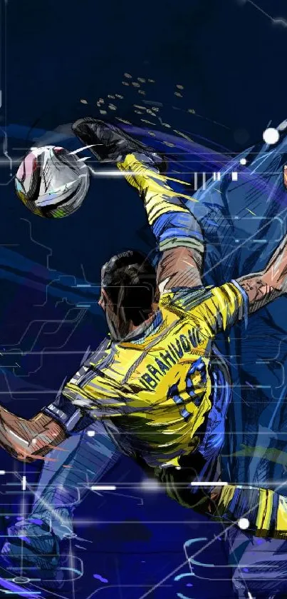 Dynamic football artwork wallpaper with vibrant colors.