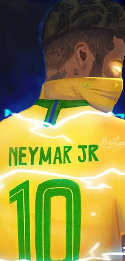 Vibrant football star in yellow jersey.