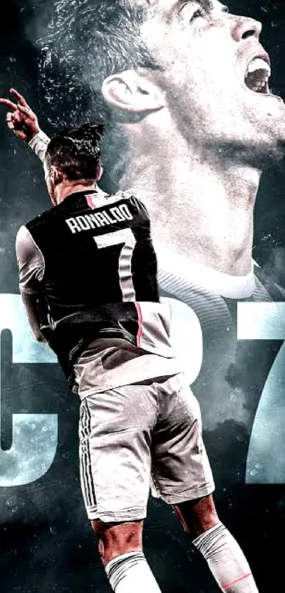 Dynamic football star in action mobile wallpaper.