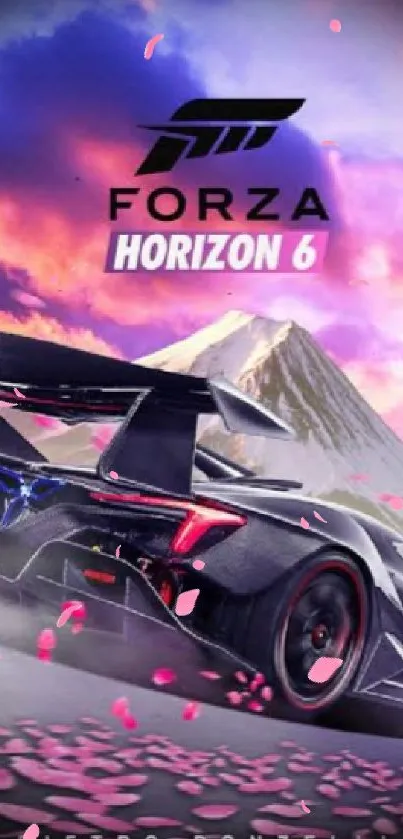 Forza Horizon 6 car racing against a mountainous backdrop.