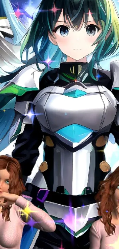 Futuristic anime character with vibrant colors and detailed design.