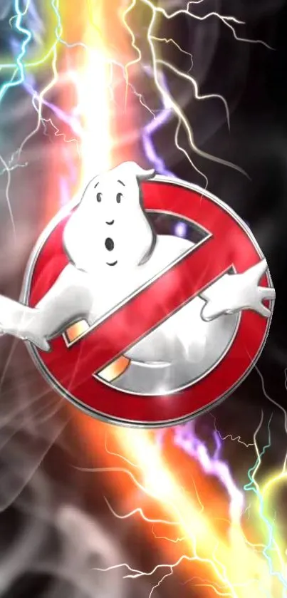 Ghost logo with electric lightning effects on a dark background.