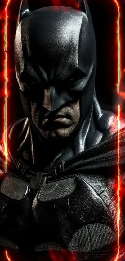 Dynamic Batman wallpaper with fiery background.