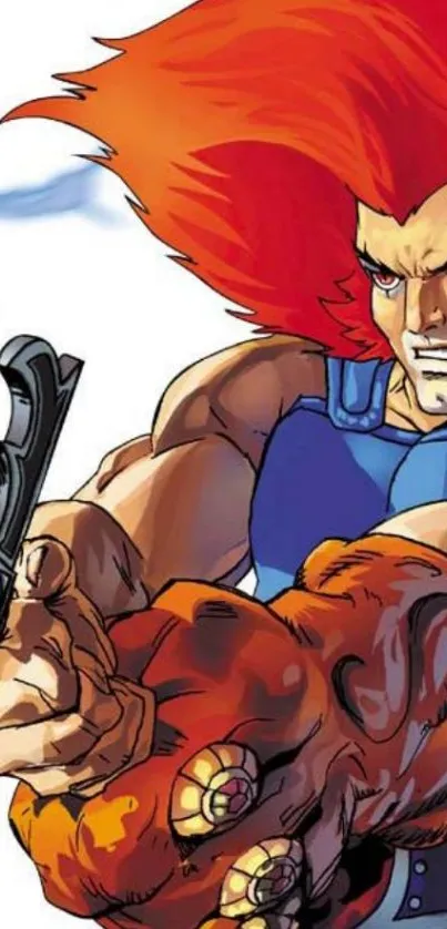 Heroic character with orange hair wielding a sword in dynamic cartoon style.