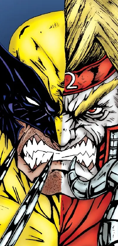 Vibrant comic art of two iconic heroes clashing.