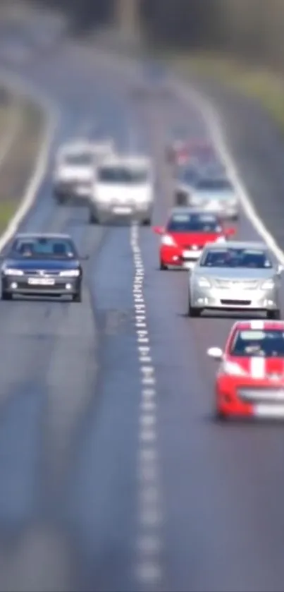 Blurred highway with moving cars and dynamic traffic scene.