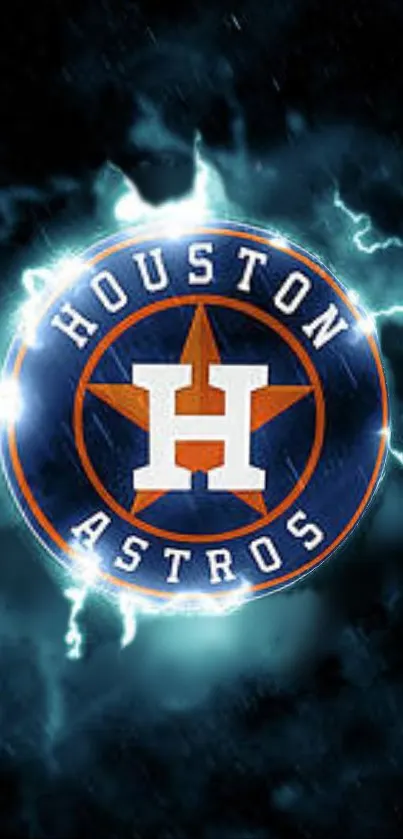 Dynamic Houston Astros logo with electric blue effects and team name.