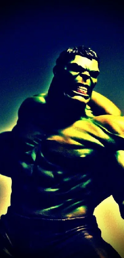 Dynamic Hulk posed against a green backdrop.