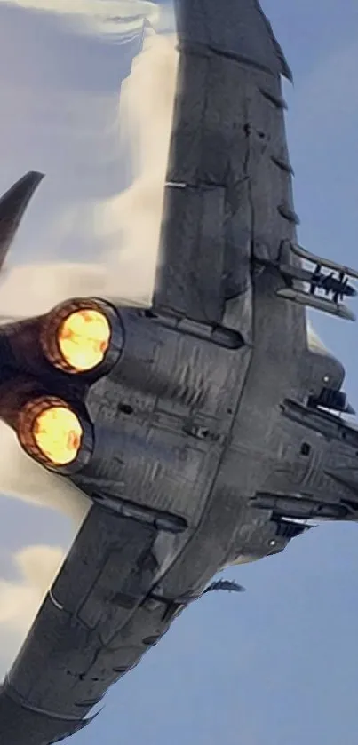 Jet fighter soaring with engines blazing, perfect for thrill seekers.