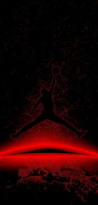 Vibrant silhouette of a jump against a red gradient.