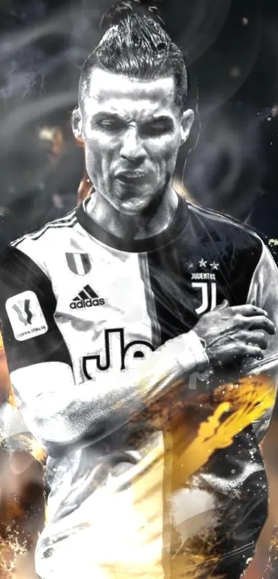 Juventus player in artistic action wallpaper.