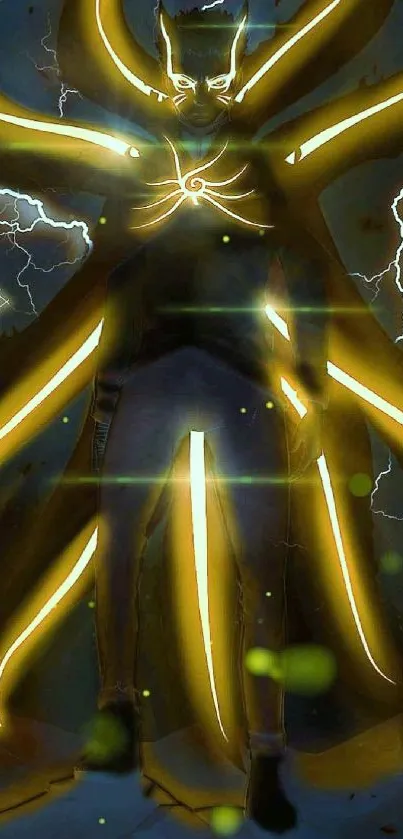 Dynamic lightning hero with glowing energy aura.