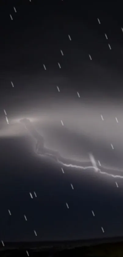 Lightning bolt in dark night sky creating a dramatic and dynamic wallpaper.