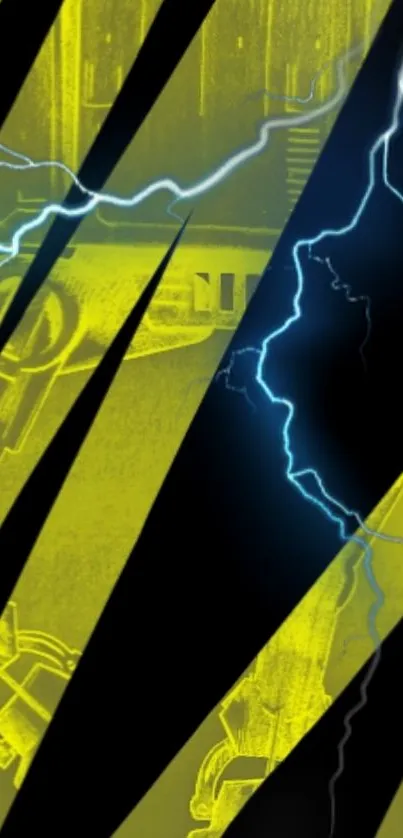 Dynamic yellow and blue lightning wallpaper with bold black accents.