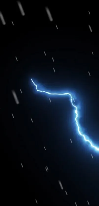 Lightning bolt on dark background with blue neon glow wallpaper.