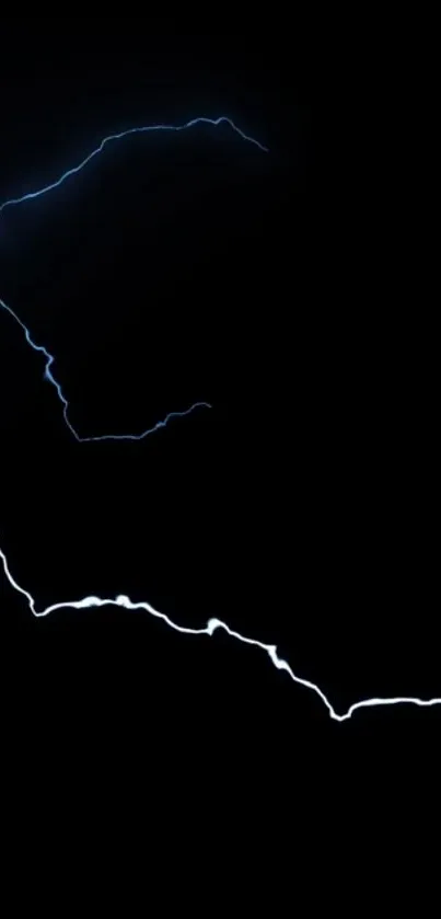 Dark wallpaper with striking blue lightning on black background.